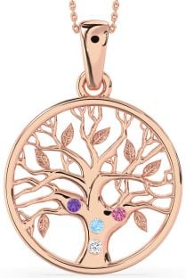 Large Rose Gold Tree Of Life Round Mother's Necklace