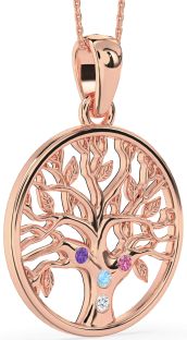 Large Rose Gold Tree Of Life Round Mother's Necklace