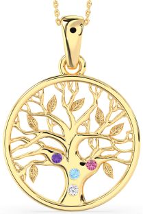 Large Gold Tree Of Life Round Mother's Necklace