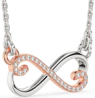 Diamond Platinum & Rose Gold Infinity Heart Necklace