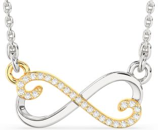 Diamond Silver & 10K gold Infinity Heart Necklace