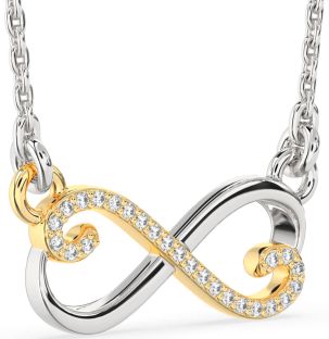 Diamond Silver & 10K gold Infinity Heart Necklace