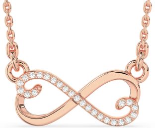 Diamond Rose Gold Silver Infinity Heart Necklace