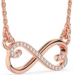 Diamond Rose Gold Infinity Heart Necklace