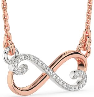 Diamond Platinum & Rose Gold Infinity Heart Necklace
