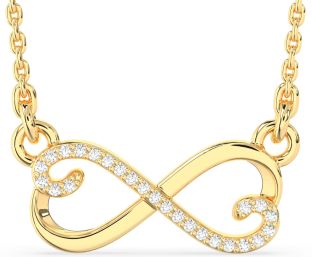 Diamond Gold Silver Infinity Heart Necklace