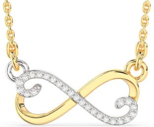 Diamond Gold Silver Infinity Heart Necklace