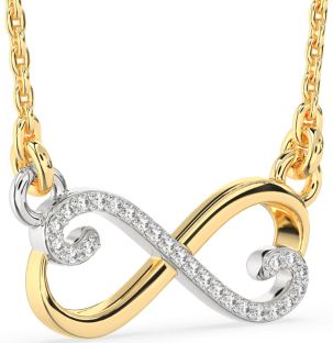 Diamond Platinum & Yellow Gold Infinity Heart Necklace