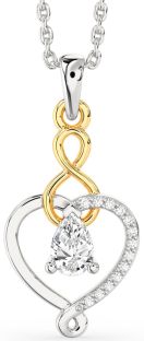 Diamond Silver & 10K gold Heart Infinity Necklace