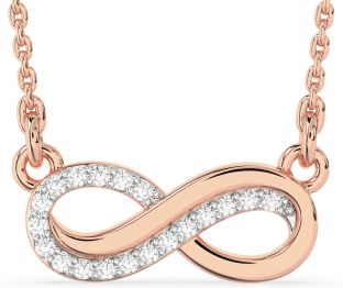 Diamond Rose Gold Silver Infinity Necklace