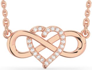 Diamond Rose Gold Heart Infinity Necklace