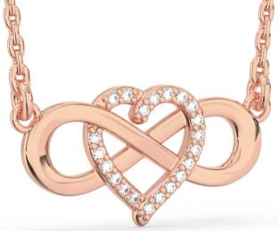 Diamond Rose Gold Heart Infinity Necklace