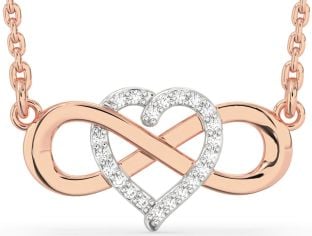 Diamond White Rose Gold Heart Infinity Necklace