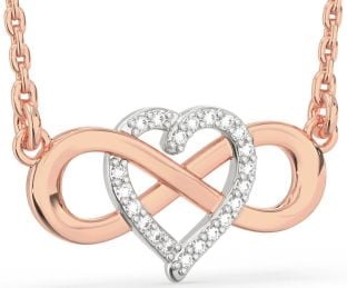 Diamond White Rose Gold Heart Infinity Necklace