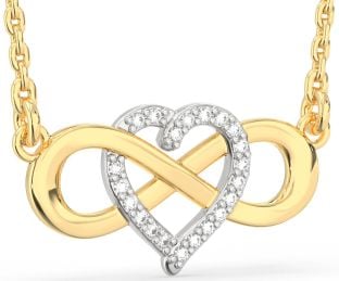 Diamond Platinum & Yellow Gold Heart Infinity Necklace