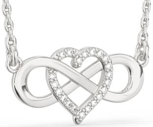 Diamond White Gold Heart Infinity Necklace
