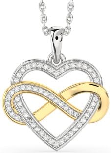 Diamond Silver & 10K gold Heart Infinity Necklace