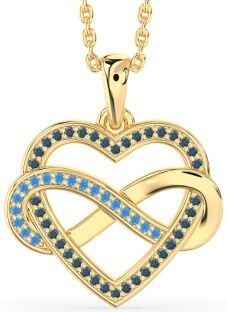 London Blue Topaz & Swiss Blue Topaz Gold Silver Heart Infinity Necklace