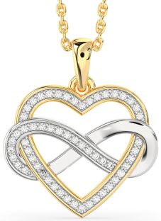 Diamond Platinum & Yellow Gold Heart Infinity Necklace