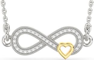 Diamond Silver & 10K gold Infinity Heart Necklace