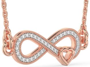 Diamond Rose Gold Infinity Heart Necklace