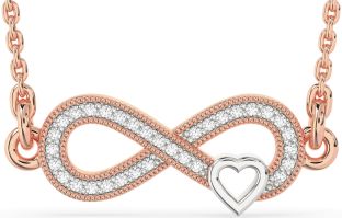 Diamond White Rose Gold Infinity Heart Necklace