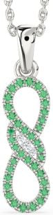 Diamond & Emerald Platinum Infinity Necklace