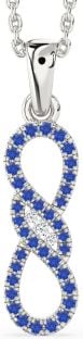 Diamond & Blue Sapphire White Gold Infinity Necklace