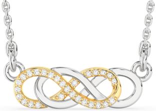 Diamond Gold Silver Infinity Necklace