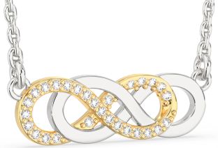 Diamond Silver & 10K gold Infinity Necklace
