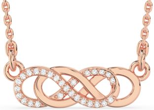 Diamond Rose Gold Silver Infinity Necklace