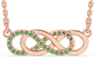 Emerald Rose Gold Infinity Necklace