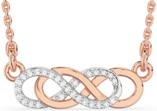 Diamond Rose Gold Silver Infinity Necklace