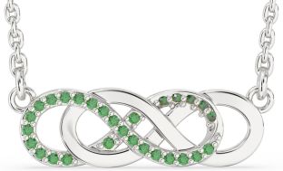 Emerald White Gold Infinity Necklace