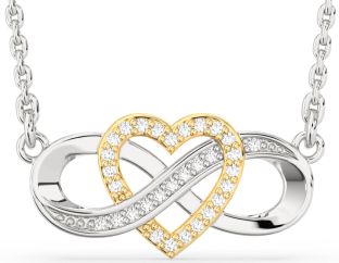 Diamond Silver & 10K gold Infinity Heart Necklace