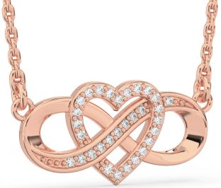 Diamond Rose Gold Infinity Heart Necklace