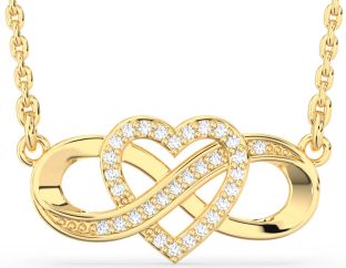 Diamond Gold Silver Infinity Heart Necklace