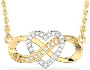 Diamond Platinum & Yellow Gold Infinity Heart Necklace