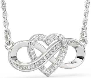 Diamond Silver Infinity Heart Necklace