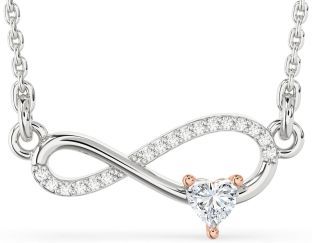 Diamond Platinum & Rose Gold Infinity Heart Necklace