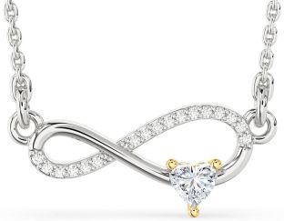 Diamond Silver & 10K gold Infinity Heart Necklace