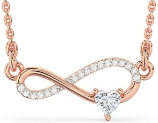 Diamond Rose Gold Infinity Heart Necklace