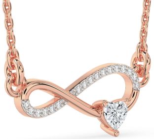 Diamond Rose Gold Infinity Heart Necklace