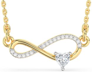 Diamond Platinum & Yellow Gold Infinity Heart Necklace