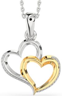 Diamond Silver & 10K gold Heart Necklace