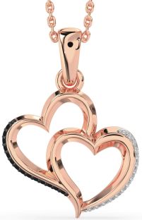 Black Diamond Rose Gold Heart Necklace