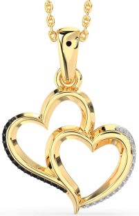 Black Diamond Gold Heart Necklace