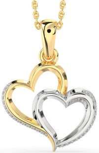 Diamond White Yellow Gold Heart Necklace