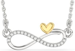 Diamond Silver & 10K gold Infinity Heart Necklace