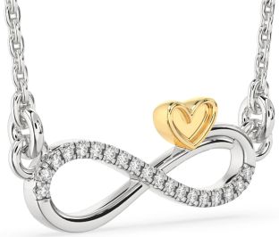 Diamond Silver & 10K gold Infinity Heart Necklace